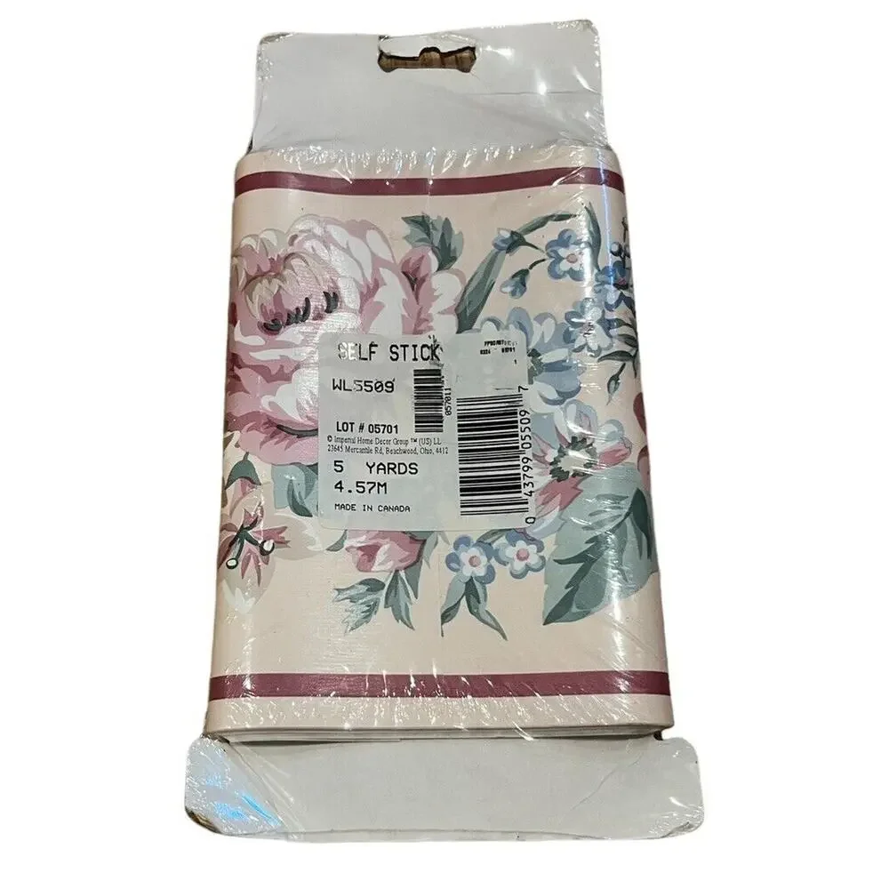 Sunworthy Self Stick Wallpaper Border WL5509 Flower Designs 5 Yards NOS